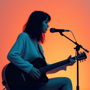 Female, Singer-Songwriter, Ambient, Acoustic Guitar, Crescendos, Minimal Percussion