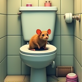 Il y a une souris dans les toilettes