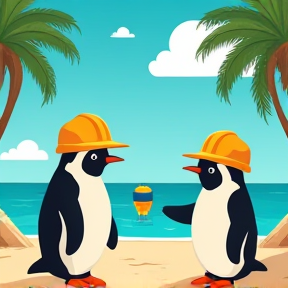 Penguin Construction Crew in Sunscreen Land