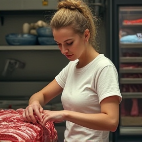 Andrea at the Butcher Shop