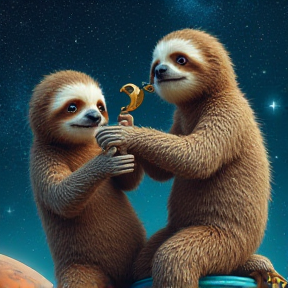 two sloths in space fighting