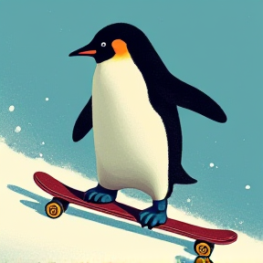 Skateboarding Penguin