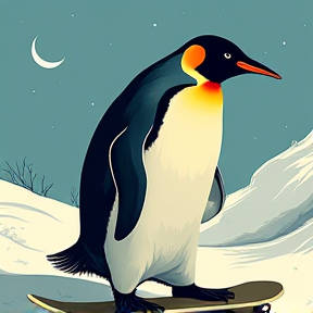 Skateboarding Penguin