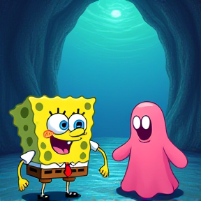 SpongeBob and Pinky the ghost.