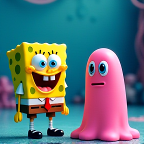 SpongeBob and Pinky the ghost.