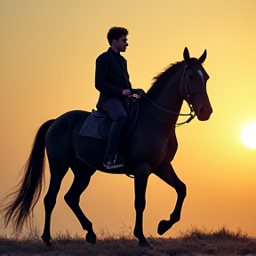 Brian e Arturo con un cavallo nero