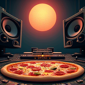 The pizza and the soundboard