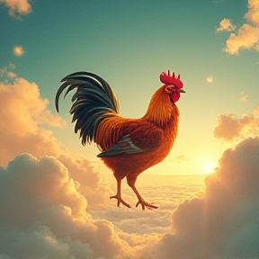 A chicken dreams to fly