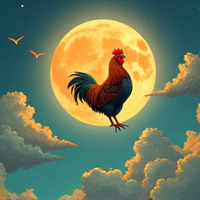 A chicken dreams to fly