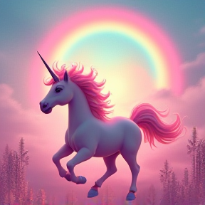 Pink Fluffy Unicorns Dancing on Rainbows