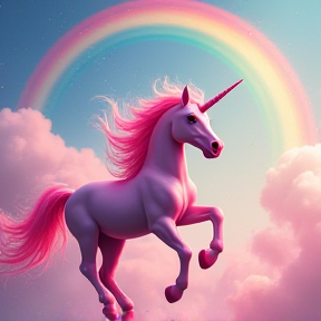 Pink Fluffy Unicorns Dancing on Rainbows