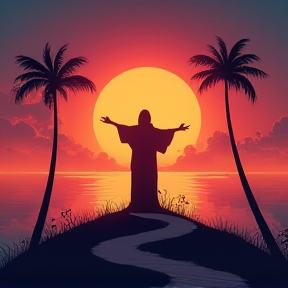 jesus in the sunset