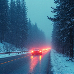 Fast Ride on Snowy Pines