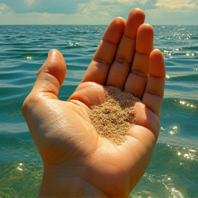 Zand in haar hand