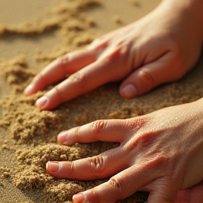 Zand in haar hand