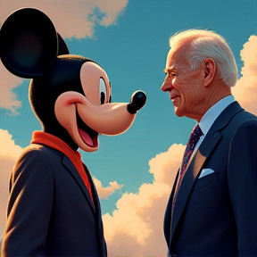 Joe Biden Uft Mickey Maus und Thaddäus