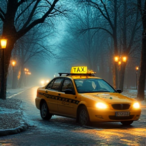 Taxi Pondini fährt durch Nacht und Wind