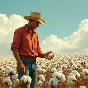 Farmer Boy Picking Cotton