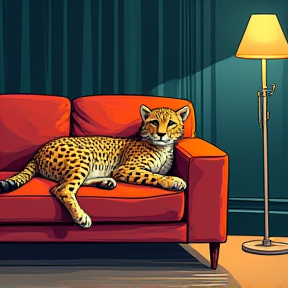 Cheetah Woman on the Couch