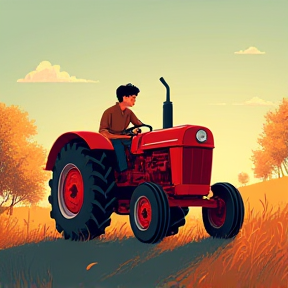 small red tractor