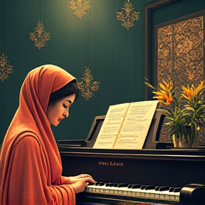 bertakbir, piano