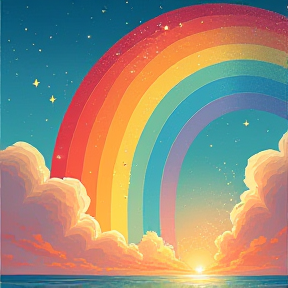 Rainbows paint the sky