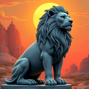 Lion grey statue