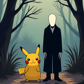 Stunned Pikachu and Slenderman