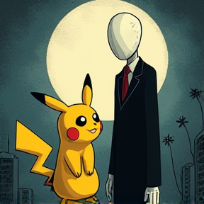 Stunned Pikachu and Slenderman