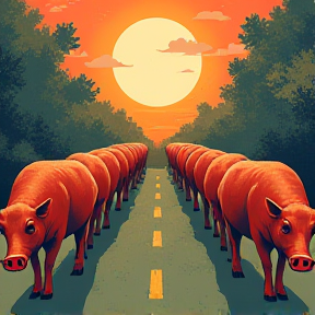 Hogs in a line