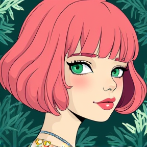 Pink Hair and Emerald Eyes