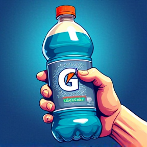 My great blue Gatorade in my right hand