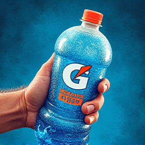 My great blue Gatorade in my right hand