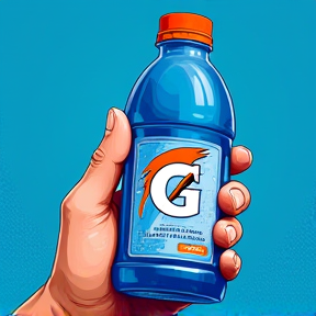 My great blue Gatorade in my right hand