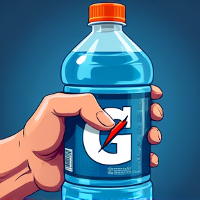 My great blue Gatorade in my right hand