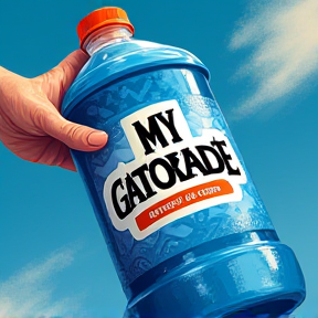 My great blue Gatorade in my right hand