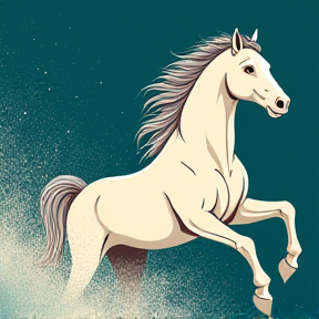 White Horse Galloping In The Shallow Waters