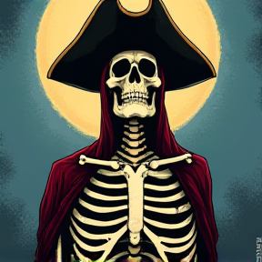 badass skeleton pirate holding hourglass