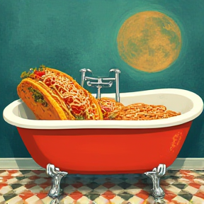 Spaghetti Tacos in the Bathtub