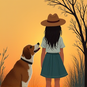 Farm Girl and Her Dog