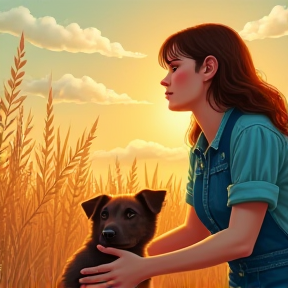 Farm Girl and Her Dog