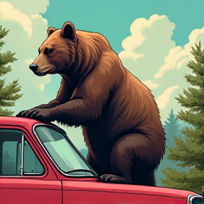 Bear climbing on the car