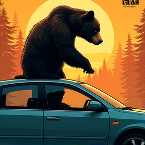 Bear climbing on the car