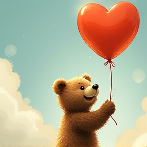 Little Bear Playing Balloons