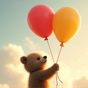 Little Bear Playing Balloons