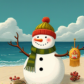 Der Schneemann am Strand