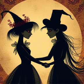 Flamenco Dance of the Wicked Gothic Gypsy Doll Girl and the Mischievous Ghost Girl