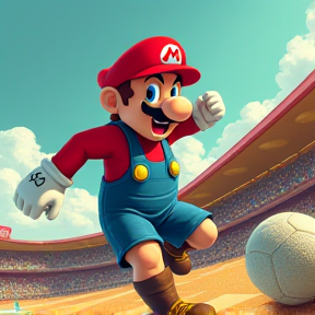 Mario Kicks the Goal