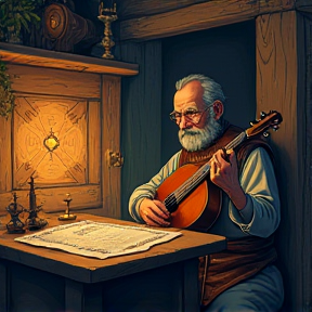 Fantasy Bard in old Tavern