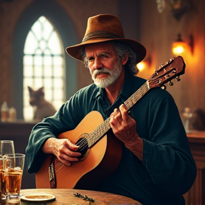 Fantasy Bard in old Tavern